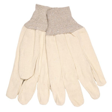 Mcr Safety Heavy Weight Gloves, Large, Canvas, Natural, Knit Wrist Cuff, PR 8300C